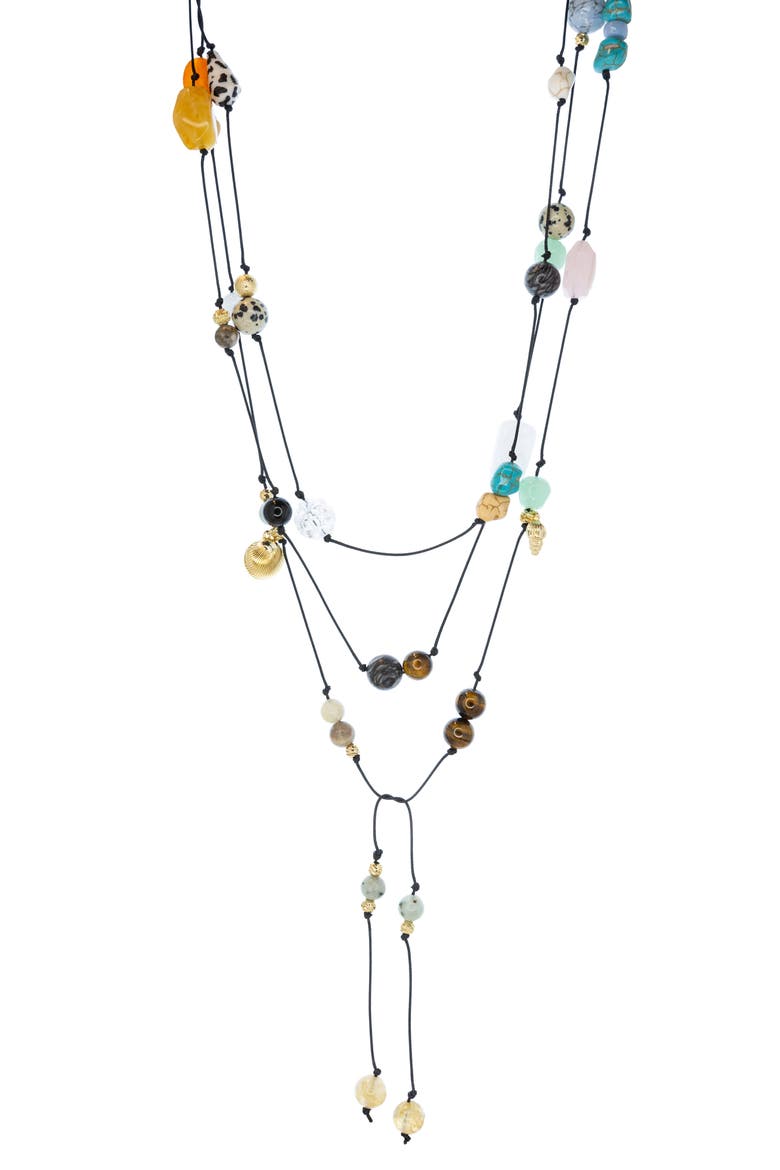Gemma Beaded Multistrand Lariat Necklace, Main, color, BLUE MULTI