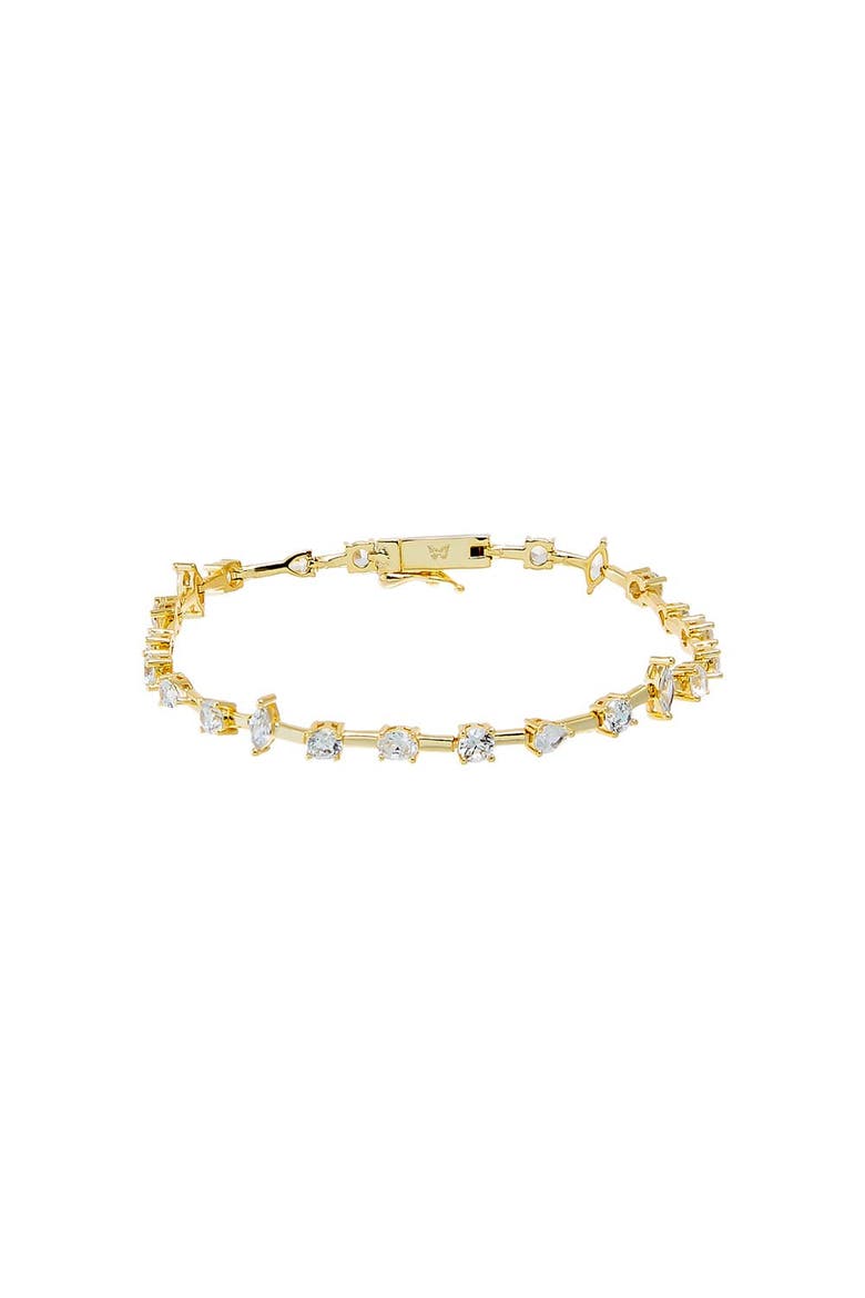 CZ Multi Shape Wired Tennis Bracelet, Main, color, Gold