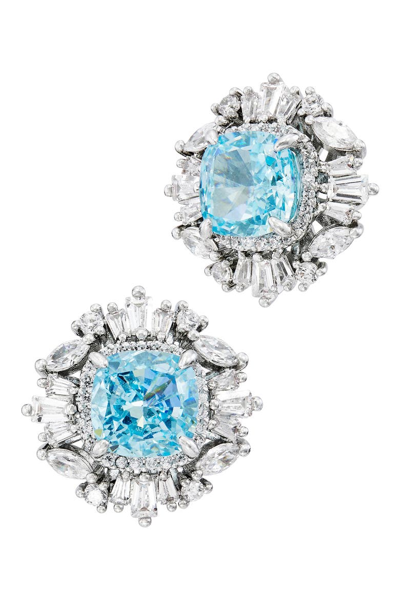 Cubic Zirconia Stud Earrings, Main, color, WHITE