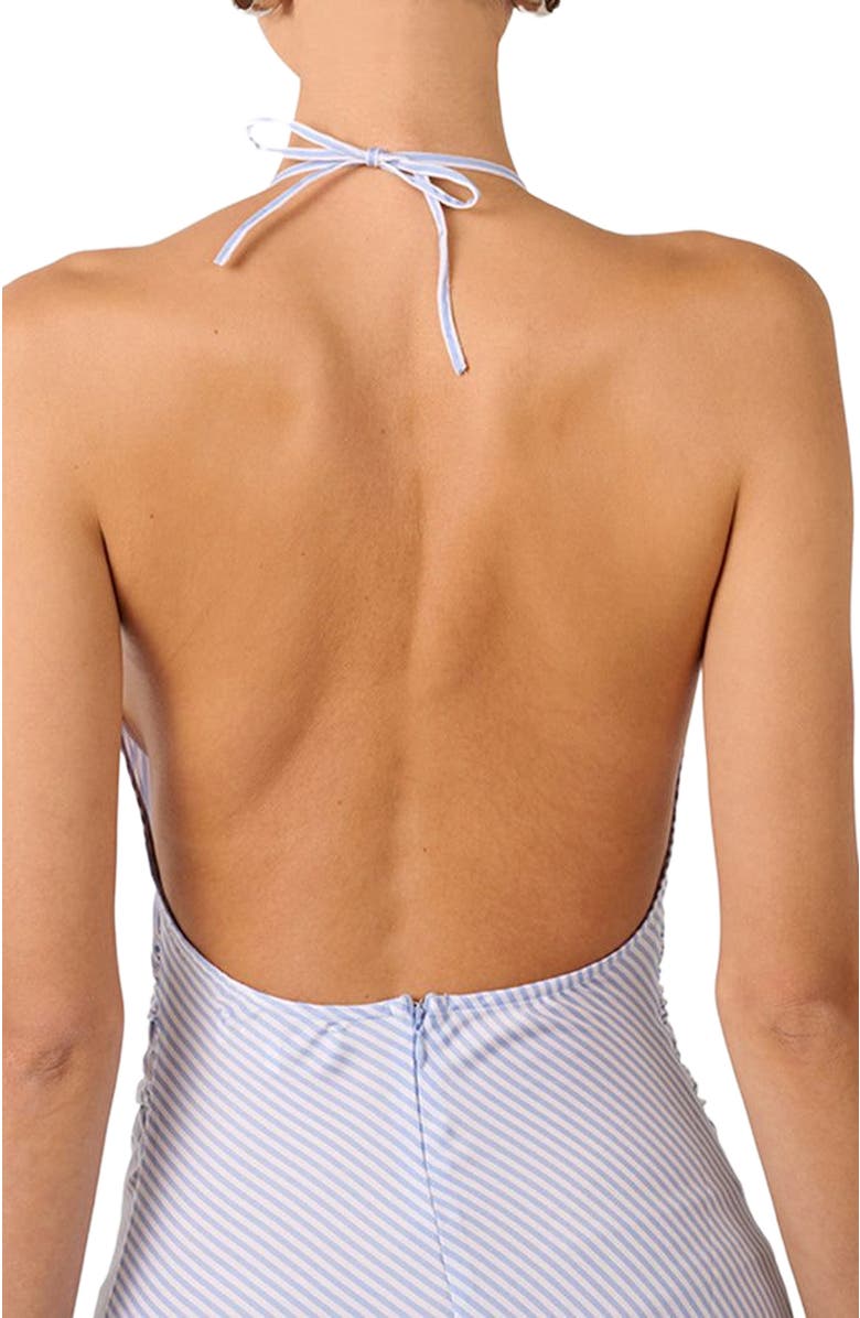 WeWoreWhat Halter Tie Neck Maxi Dress, Alternate, color, Classic Blue Ml