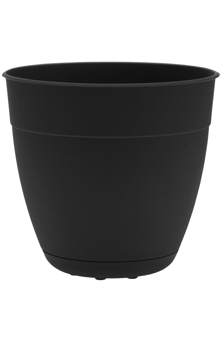 Bloem Dayton Gardening Planter with Saucer Tray, 12 Inch W x 11 Inch H Black, Main, color, 