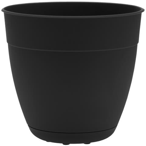 Dayton Gardening Planter with Saucer Tray, 12 Inch W x 11 Inch H Black
