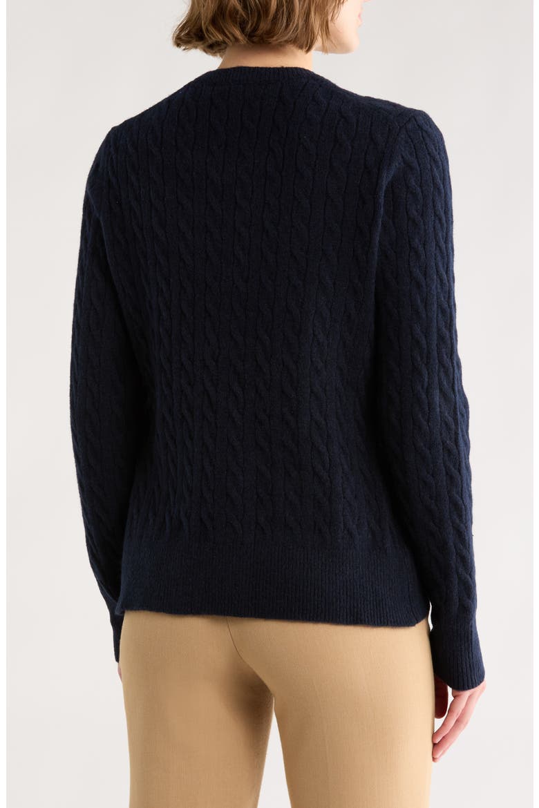 Cable Knit Crewneck Sweater, Alternate, color, NAVY