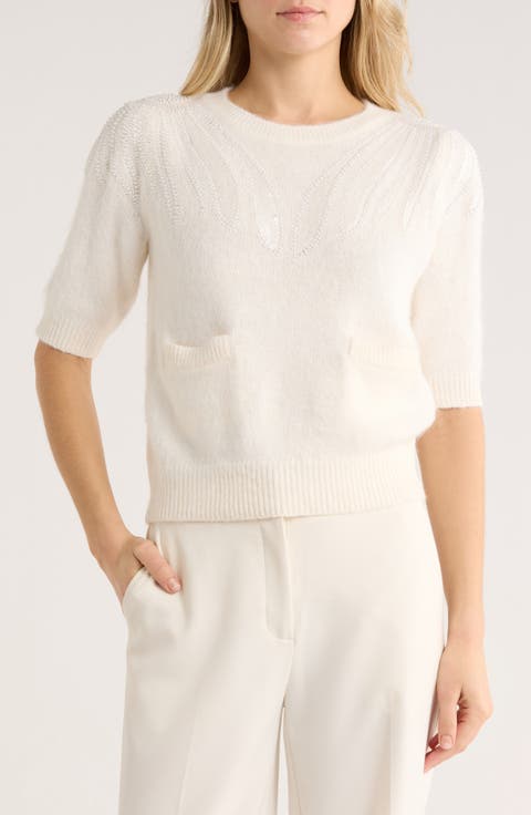 Embellished Short Sleeve Sweater