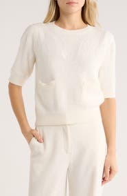 ELIE ELIE TAHARI Embellished Short Sleeve Sweater