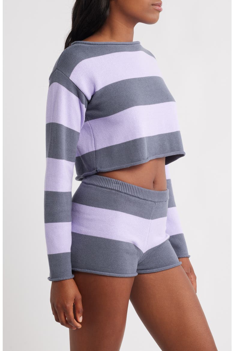 Cotton Blend Crop Rugby Sweater, Alternate, color, GRISALLE MILLIE LAVENDER