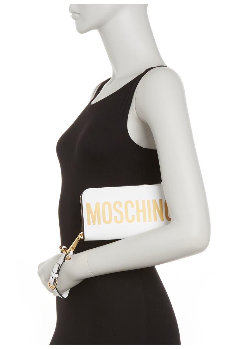 Moschino Logo Leather Wallet, Alternate, color,