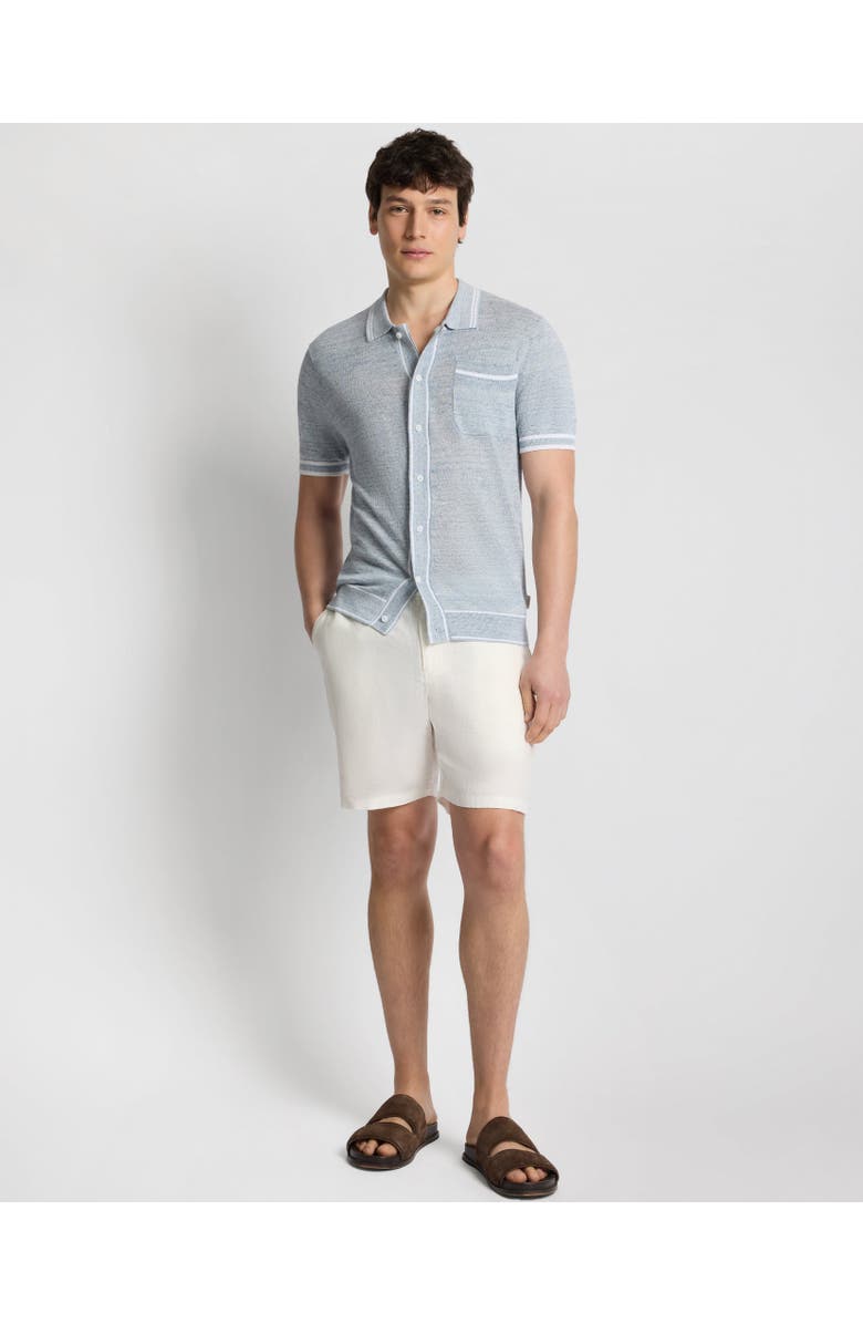 Onia Linen Knit Button Down Shirt, Alternate, color, Melange Sky