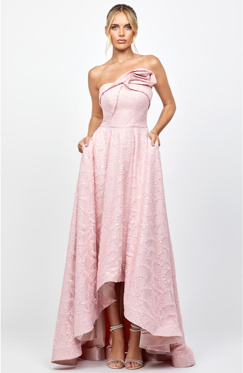 Bariano Addyson Strapless Hi Lo Gown, Alternate, color, Pink
