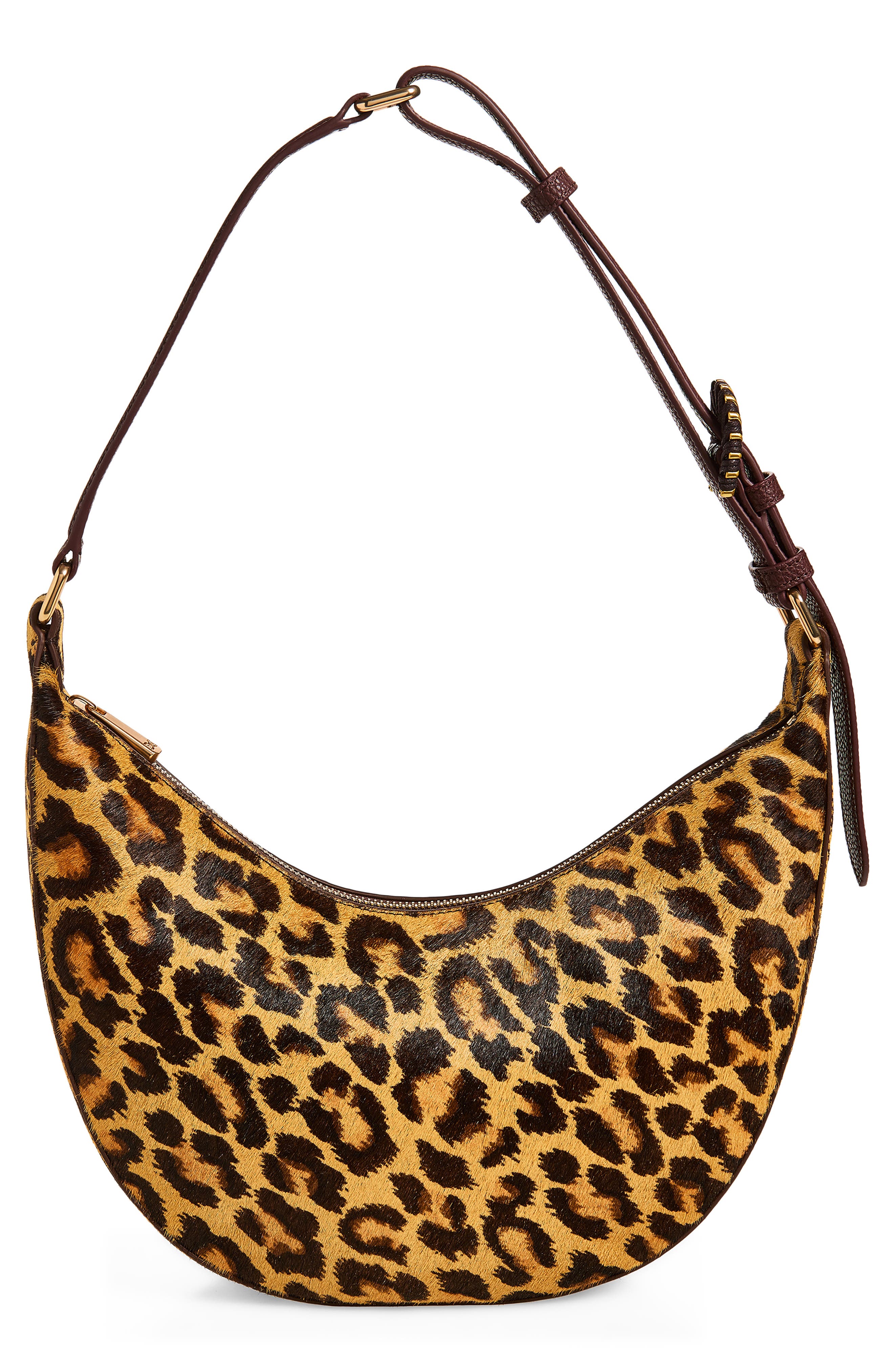 Lucy Genuine Calf Hair Convertible Buckle Shoulder Bag, Alternate, color, BROWN