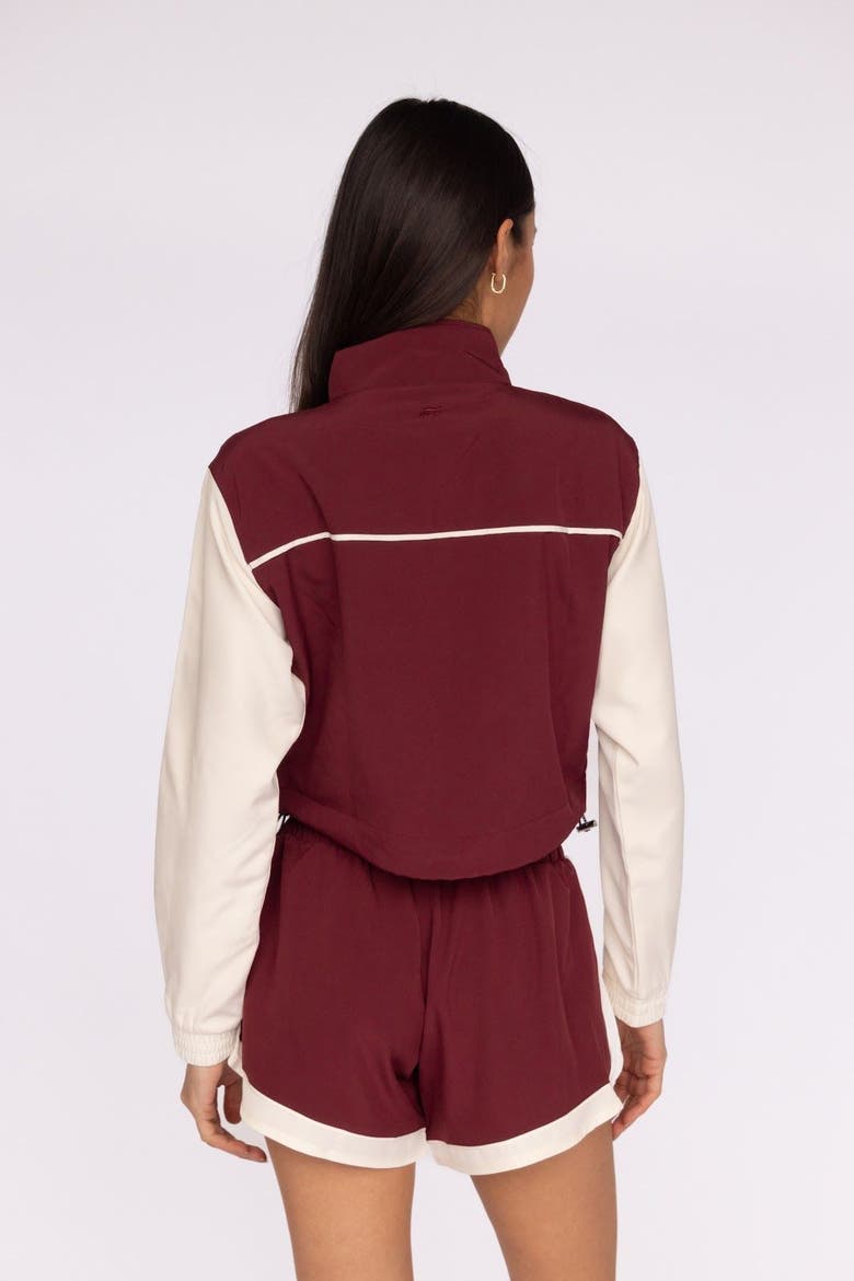 Nicole Cropped Active Jacket, Alternate, color, Burgundy / Ecru