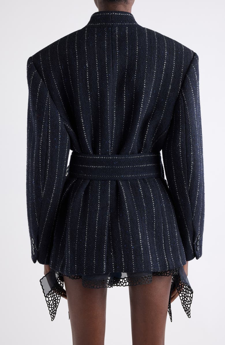 Isabel Marant Fyma Pinstripe Wool Belted Blazer, Alternate, color, Midnight