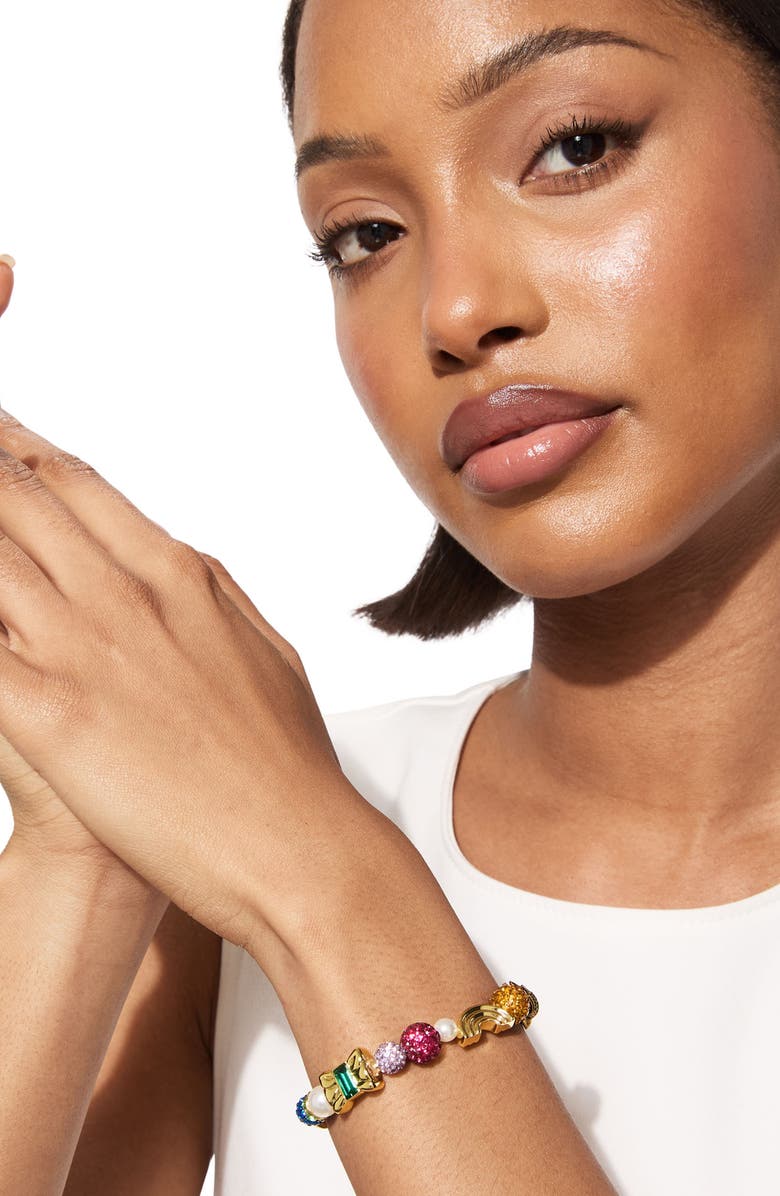 Kurt Geiger London Mixed Bead Charm Bracelet, Alternate, color, Gold/ Multi