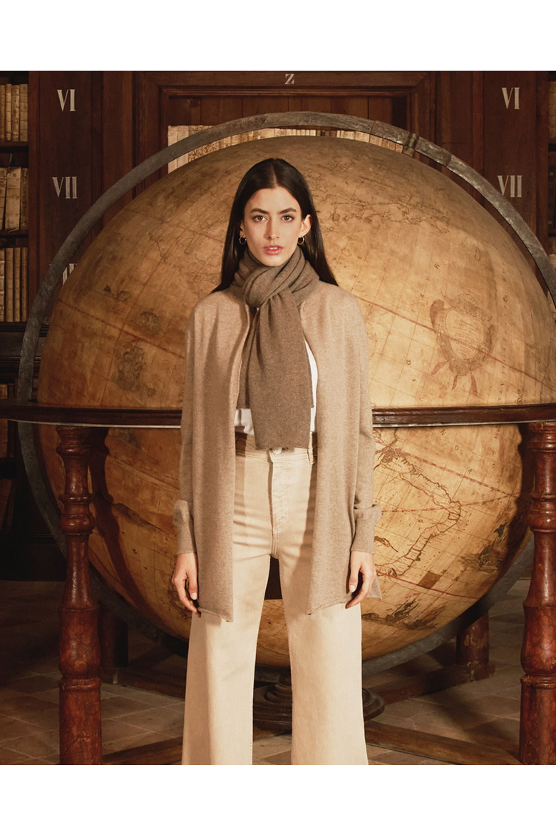 Long Open Front Pure Cashmere Cardigan, Main, color, Taupe