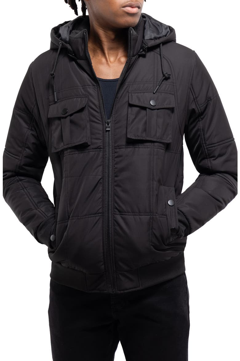 Hooded Puffer Jacket, Main, color, BLACK