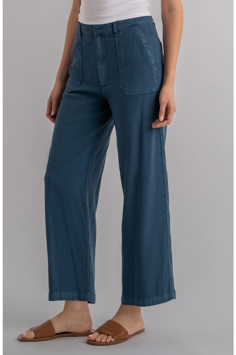 Topaz High Waist Crop Wide Leg Linen Blend Pants, Alternate, color, COASTAL BLUE