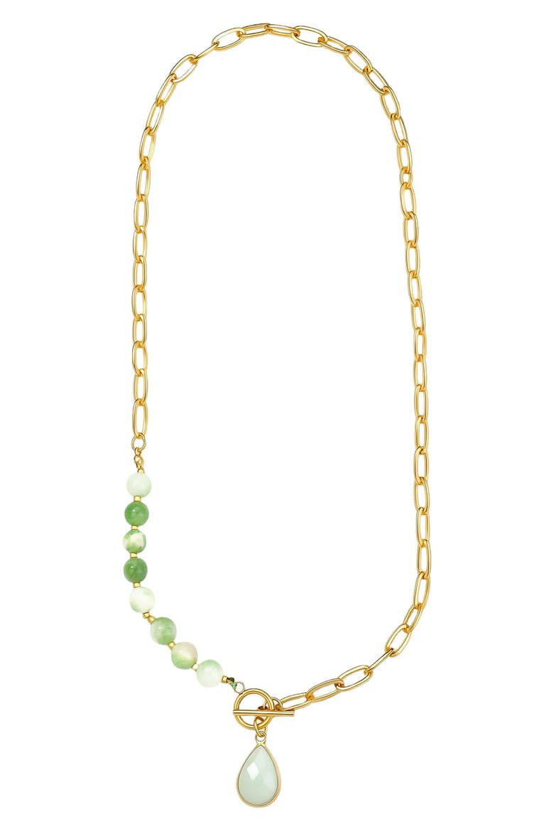 18k Gold Plated Teardrop Pendant Necklace, Alternate, color, GOLD/ GREEN