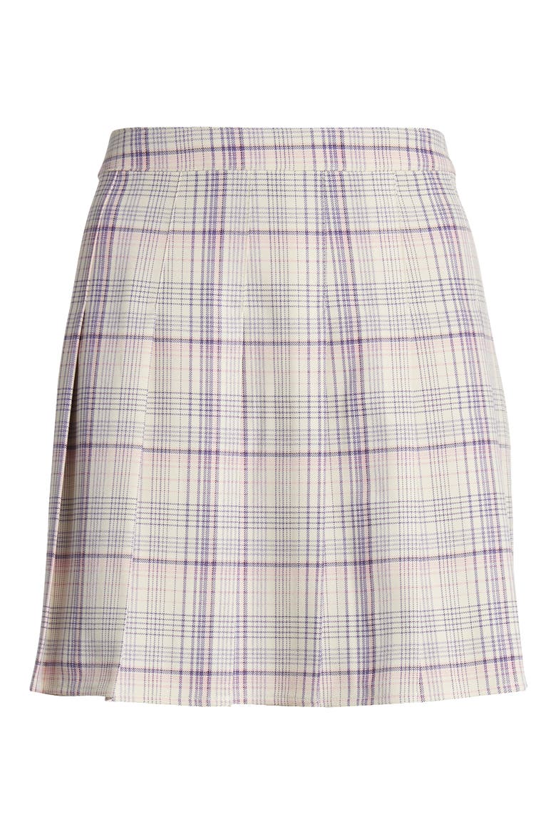 Pleated Miniskirt, Alternate, color, IVORY- PURPLE VERONIKA PLAID