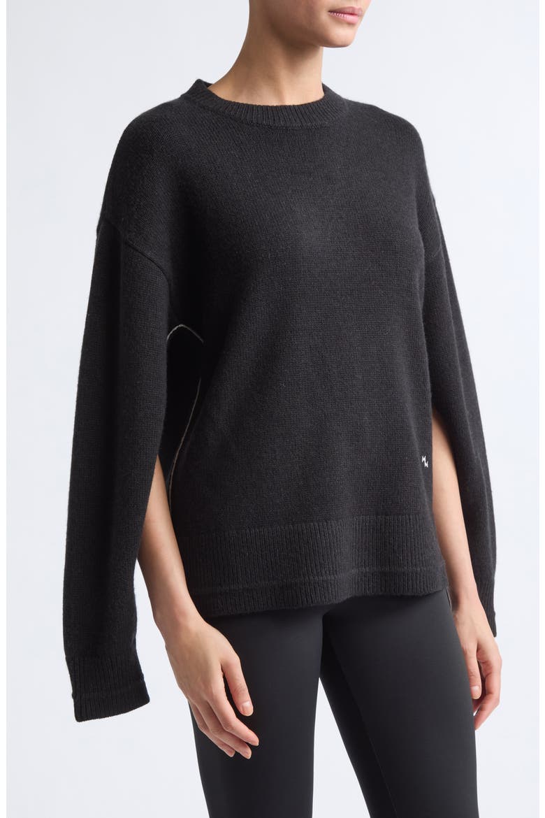 Ladder Stitch Recycled Cashmere & Cotton Sweater, Alternate, color, OFF BLACK