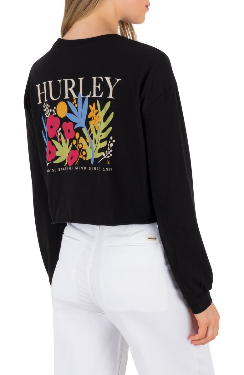 Hurley Floral Crop Graphic T-Shirt, Alternate, color, Black