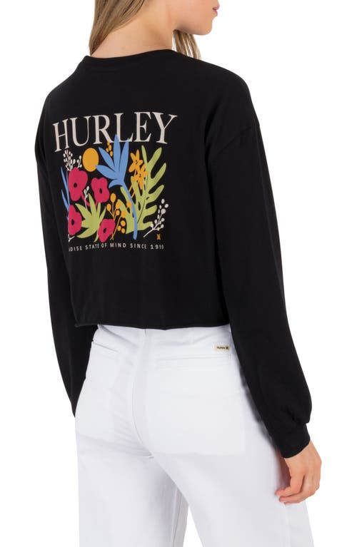 Hurley Floral Crop Graphic T-shirt In Black