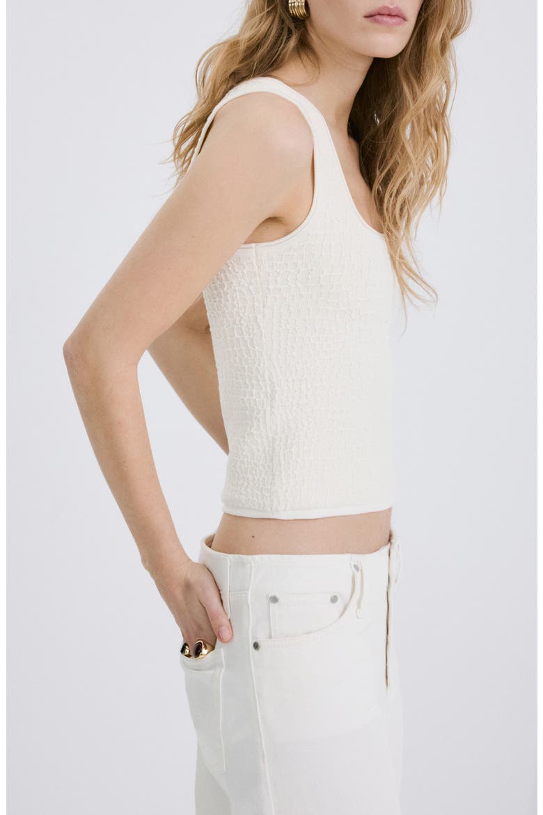 Croc Embossed Knit Tank, Alternate, color, ECRU