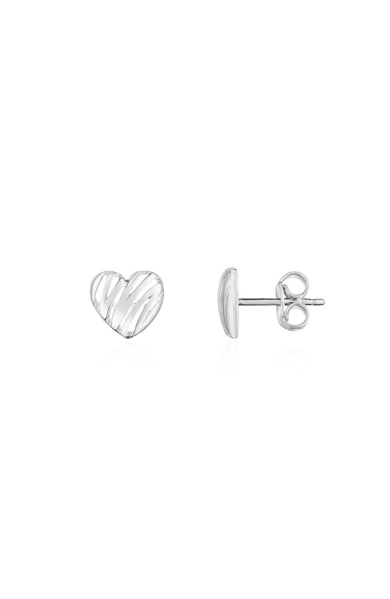 The Lovery Fine Jewelry Scribble Heart Stud Earrings, Main, color, White Gold