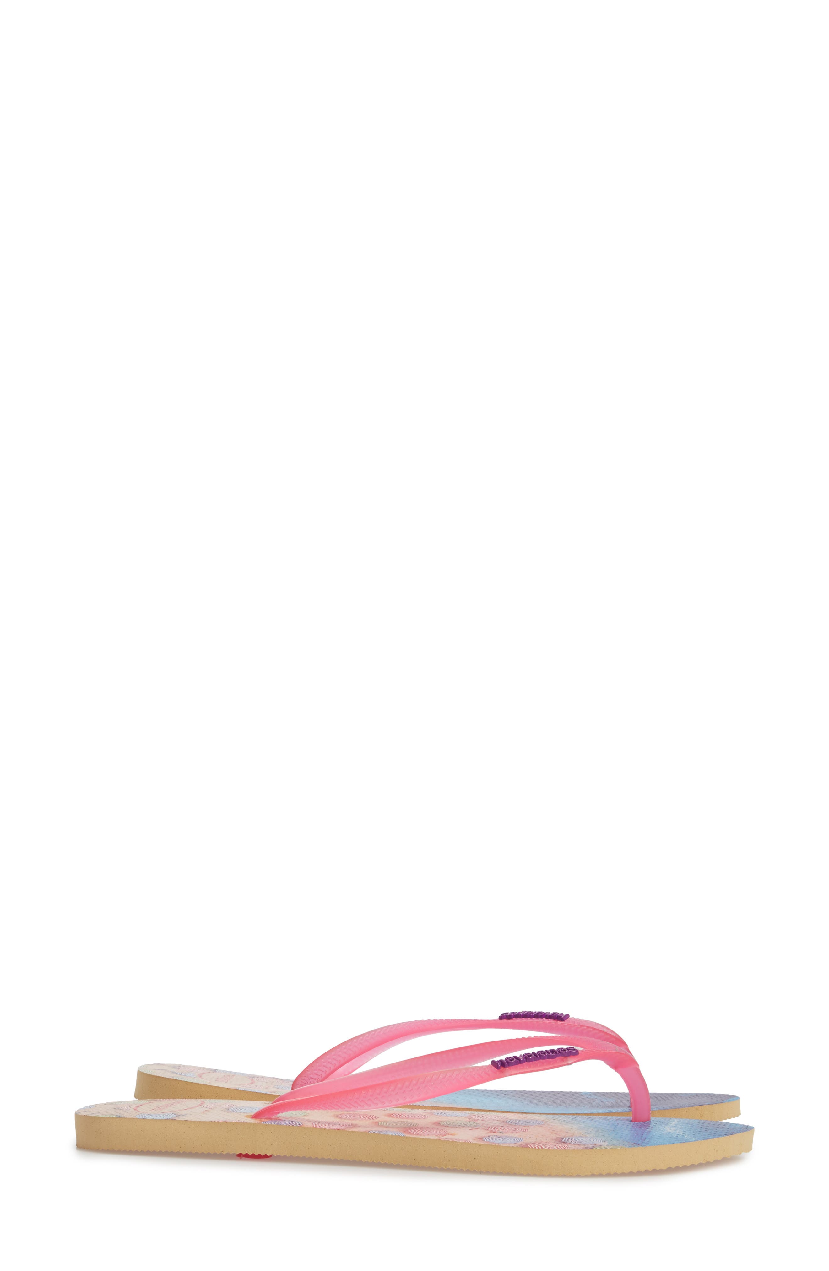 'Slim Paisage' Flip Flop, Alternate, color, IVORY