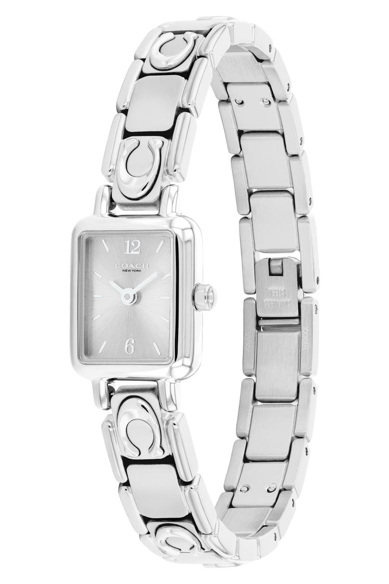 Mara Tank Bracelet Watch, 15.5mm x 19mm, Alternate, color, SILVER