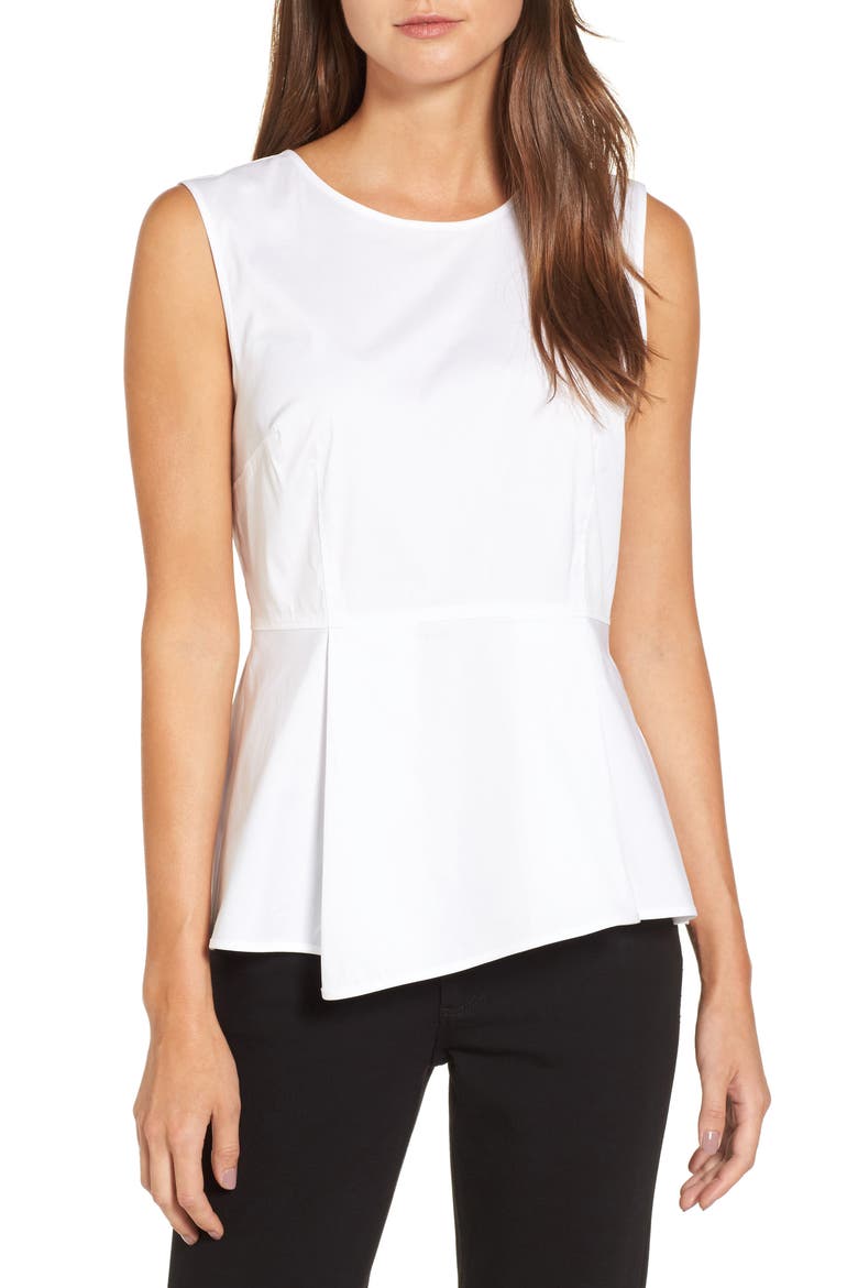 Poplin Peplum Top, Main, color, WHITE