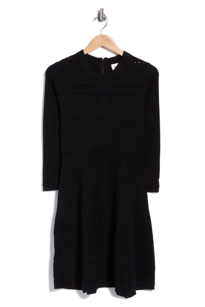 Ottoman Long Sleeve Dress, Main, color, BLK
