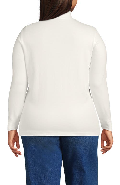 Lands' End Relaxed Cotton Long Sleeve Mock Turtleneck In Multi