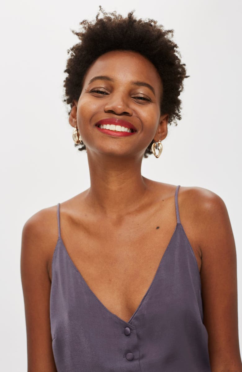 Topshop Satin Button Through Cami Top, Alternate, color, 