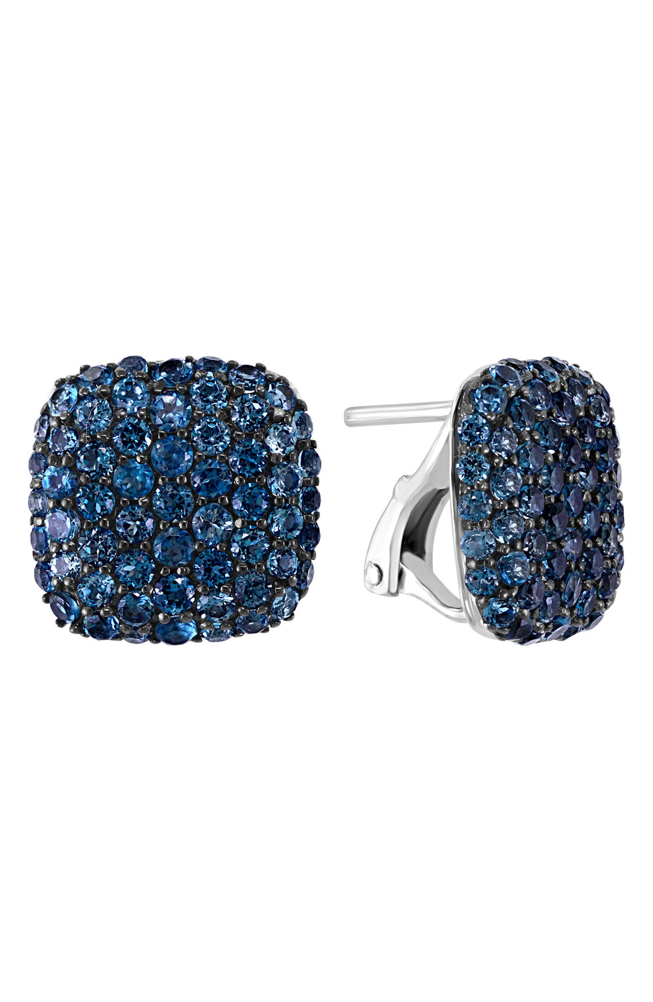 EFFY Sterling Silver Pavé London Blue Topaz Stud Earrings