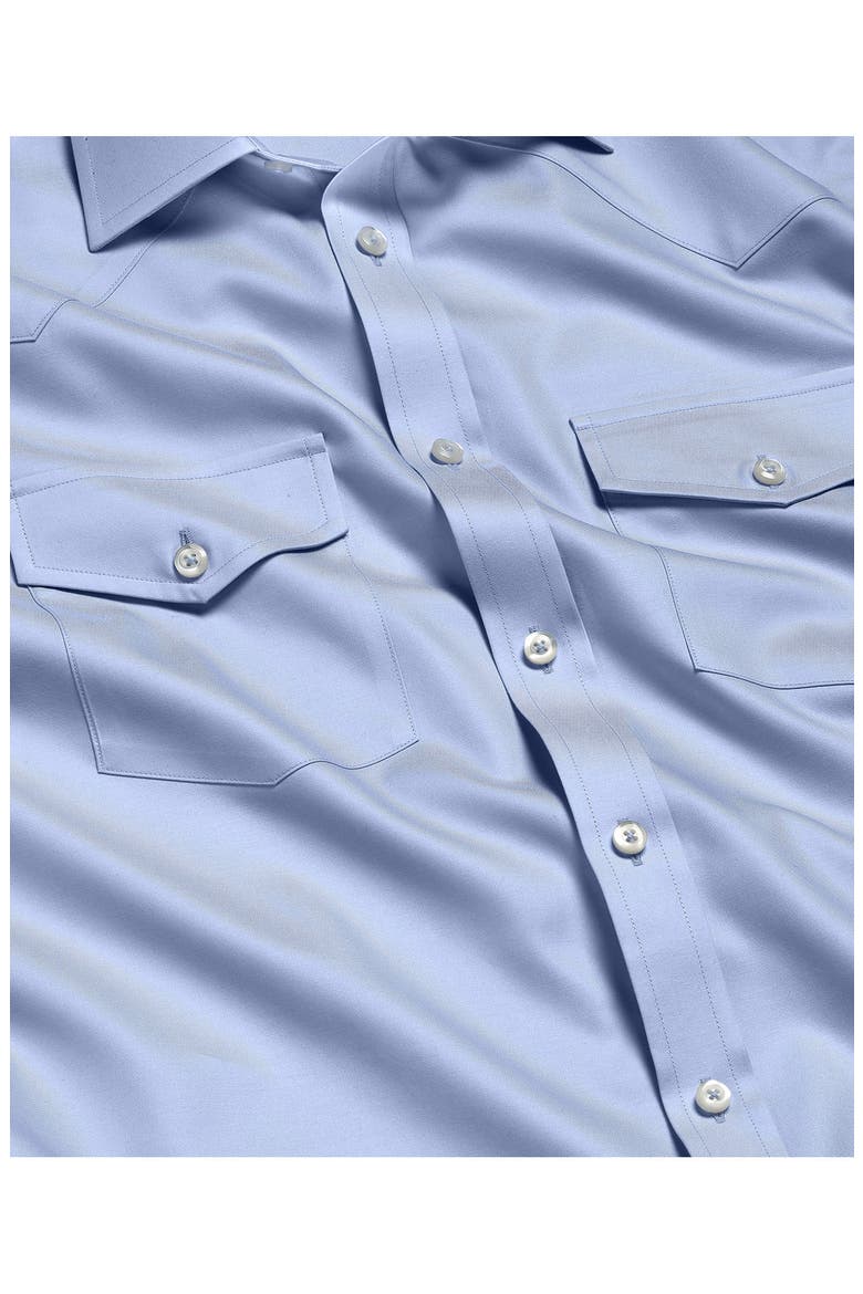 Trim Fit Light Blue Cotton Twill Button-Up Western Shirt, Alternate, color, SKY