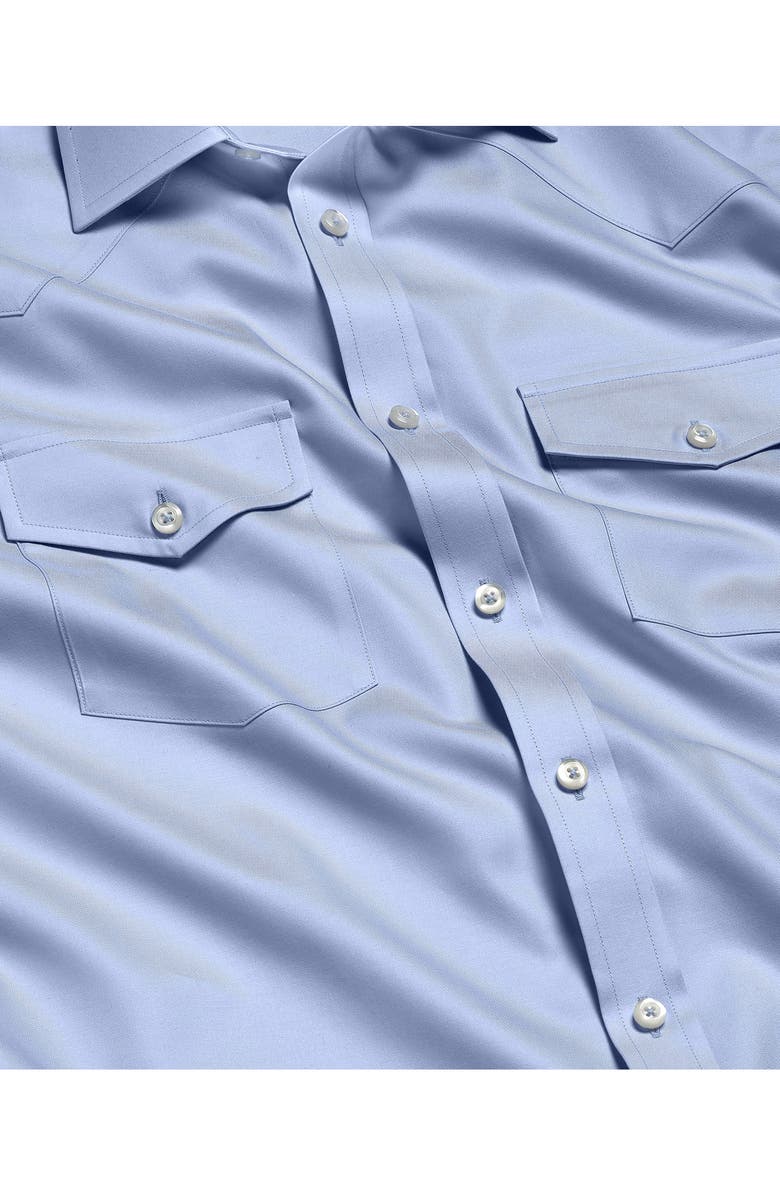 David Donahue Trim Fit Light Blue Cotton Twill Button-Up Western Shirt, Alternate, color, Sky
