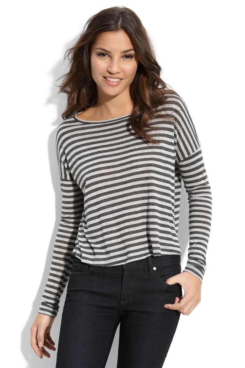 Stripe Long Sleeve Tee, Main, color, SMOKEGREY/ STONEHENGE