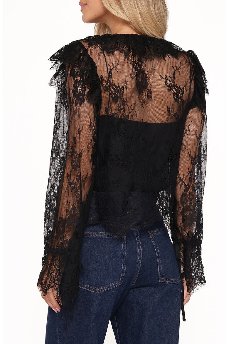 Yeva Ruffle & Lace Top, Alternate, color, BLACK