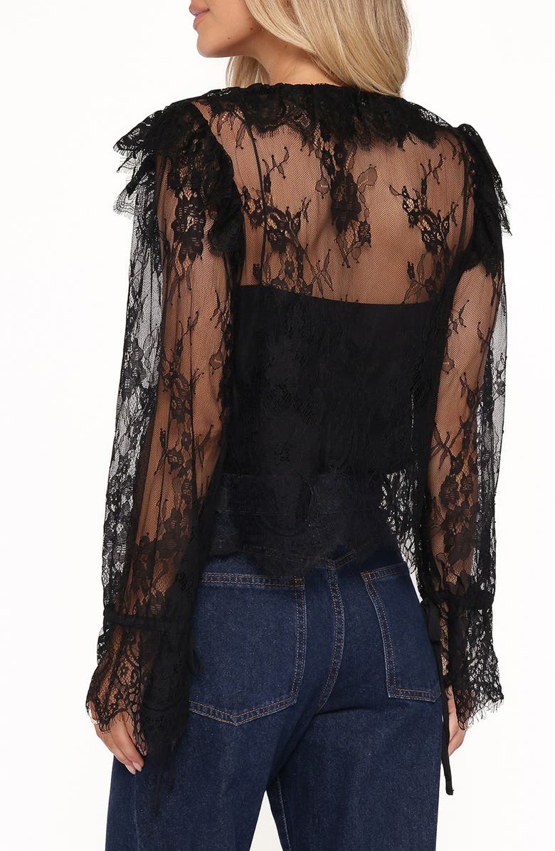 Petal & Pup Yeva Ruffle & Lace Top, Alternate, color, Black