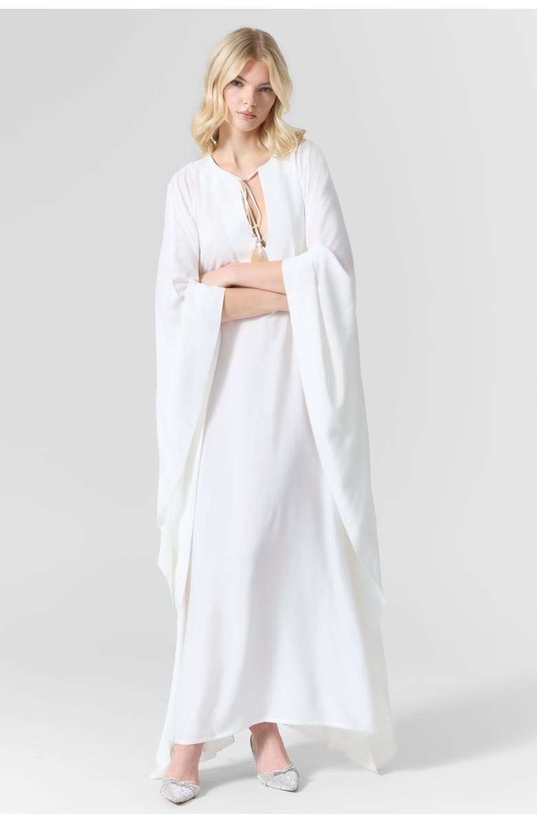 Le Fafo Luna Cotton and Silk-Blend Maxi Kaftan, Alternate, color, White
