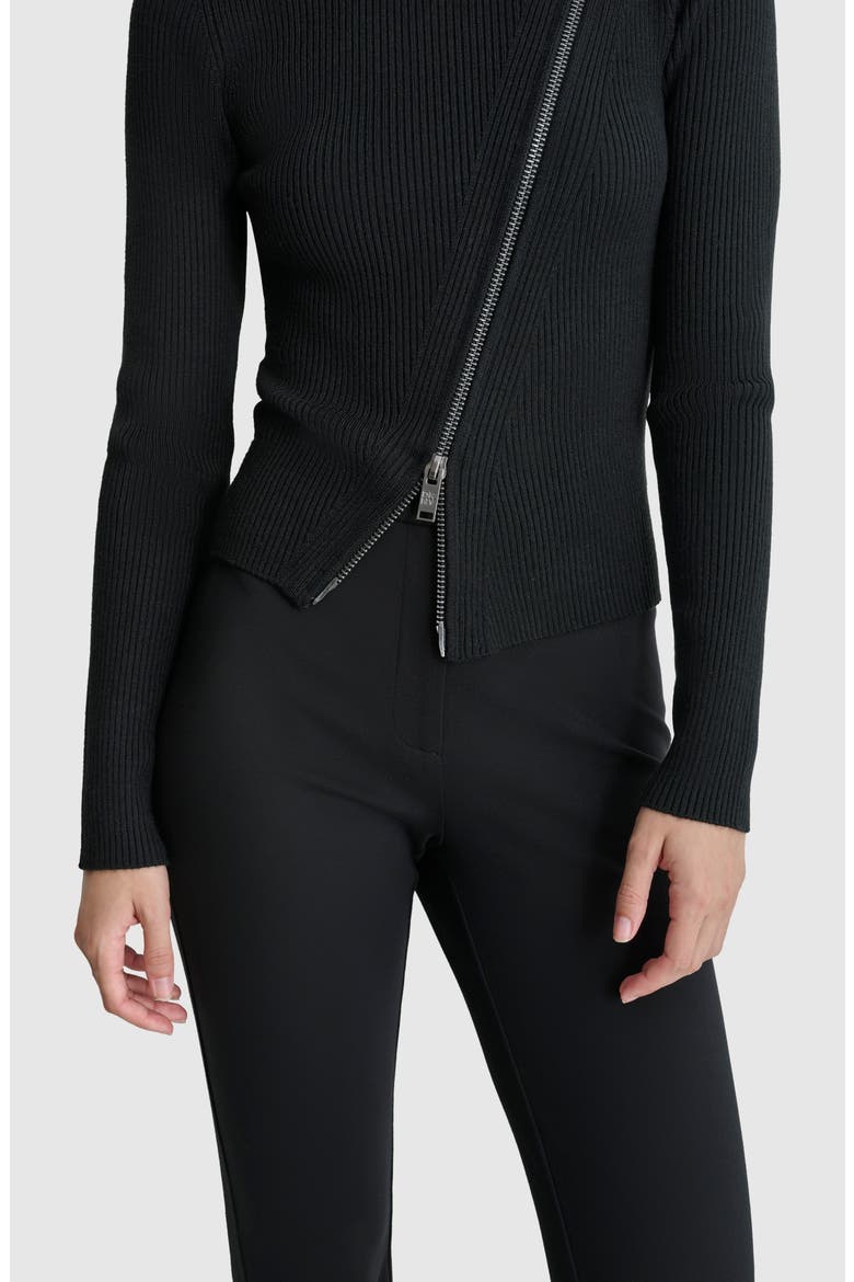 Asymmetric Zip Detail Sweater, Alternate, color, BLACK