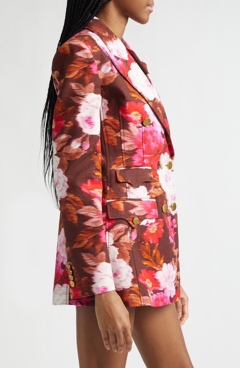Zimmermann Luna Print Drill Jacket, Alternate, color, Chocolate Rose