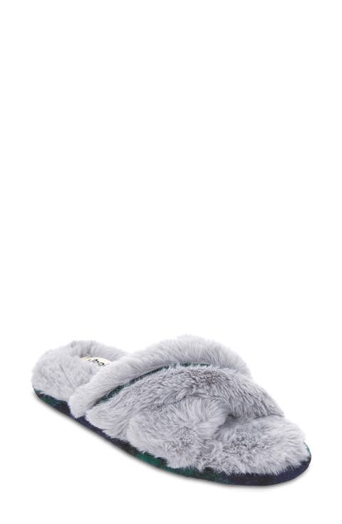 Morgan Faux Fur Crossband Slipper (Women)
