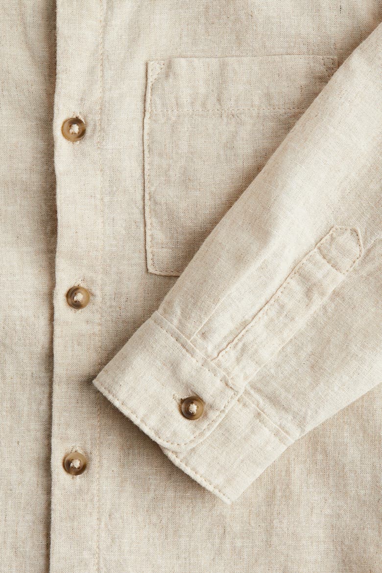 Linen-blend Shirt, Alternate, color, Light beige