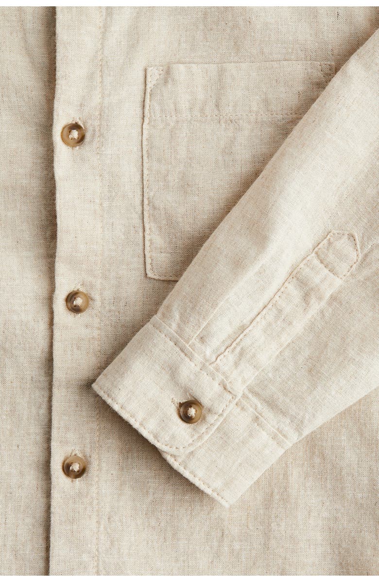 H&M Linen-blend shirt, Alternate, color, Light Beige