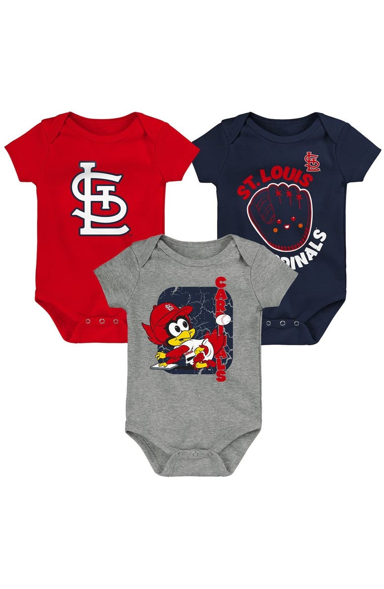 Outerstuff Newborn & Infant Red/Navy/Gray St. Louis Cardinals Change Up 3-Pack Bodysuit Set, Alternate, color, Red