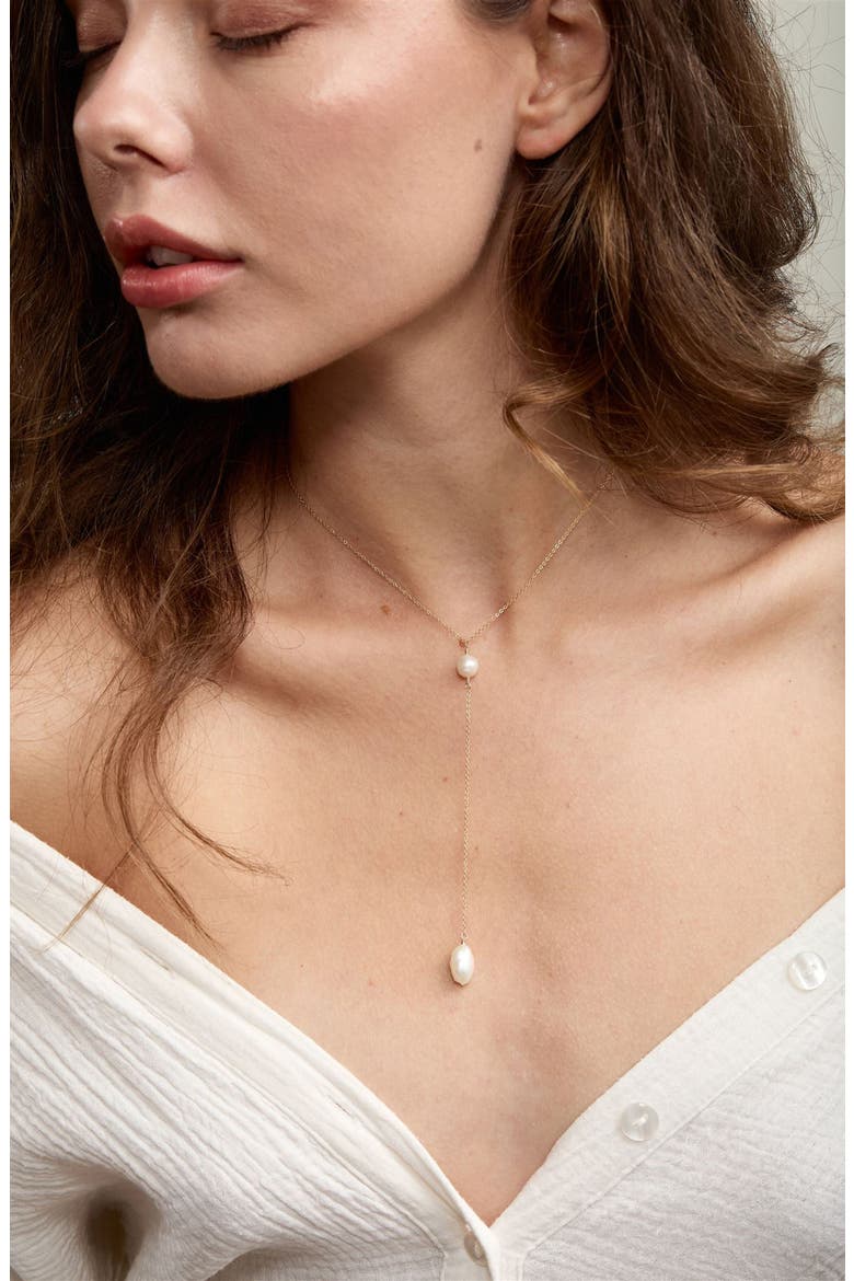 Penny Freshwater Pearl Y-Necklace, Alternate, color, GOLD