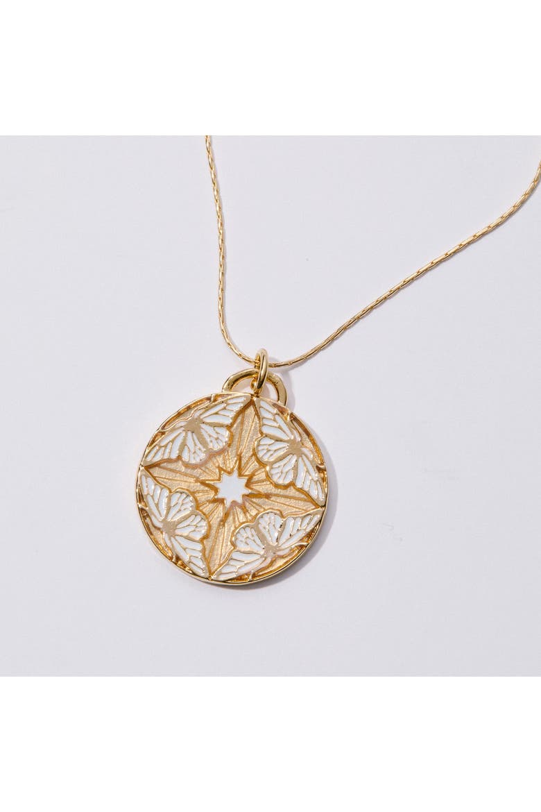 White Butterflies Expandable Necklace, Main, color, Gold