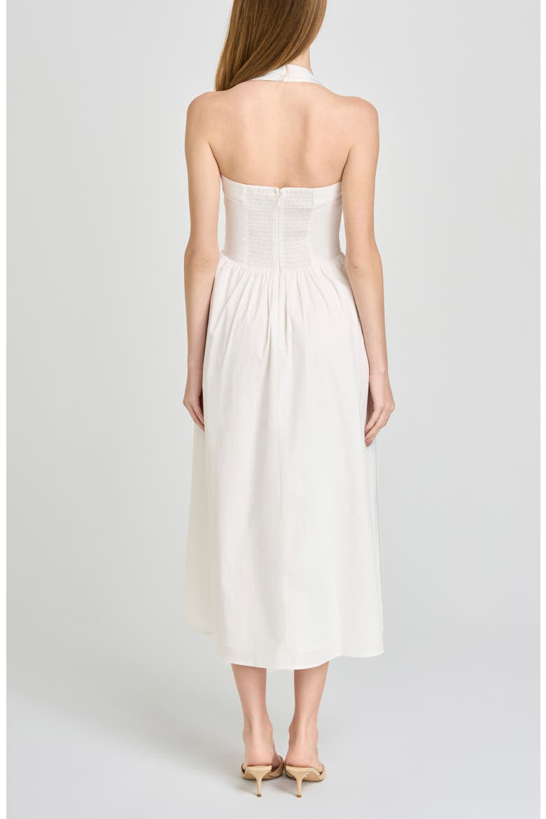 Camellia Halter Neck Stretch Cotton Midi Dress, Alternate, color, IVORY