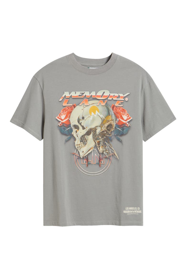 Skull Roses Cotton Graphic T-Shirt, Alternate, color, GREY